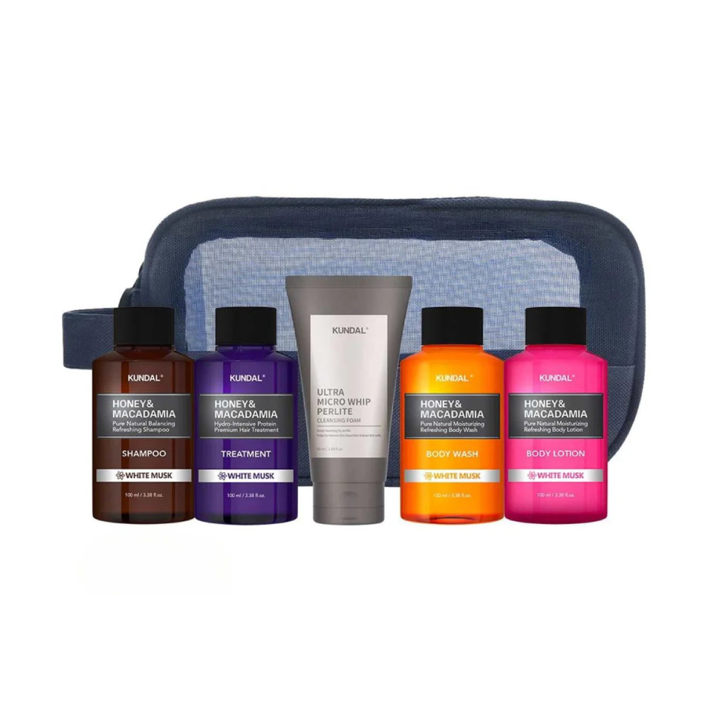 8809568746687.png مجموعة السفر - المسك الأبيض (شامبو، علاج، رغوة تنظيف، غسول للجسم، لوشن للجسم) - الصورة 1